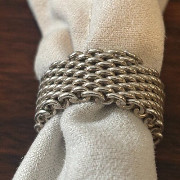 Auth Vintage Tiffany & Co Somerset Mesh Ring Sz 6.5 - Picture 4 of 9